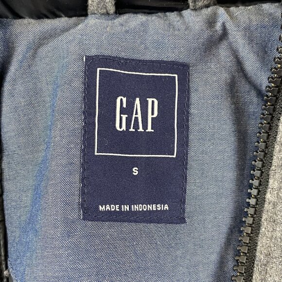 Gap S Primaloft Heather Grey Wool Alt Down Hooded Jacket Coat Zippered Pockets - Picture 5 of 14